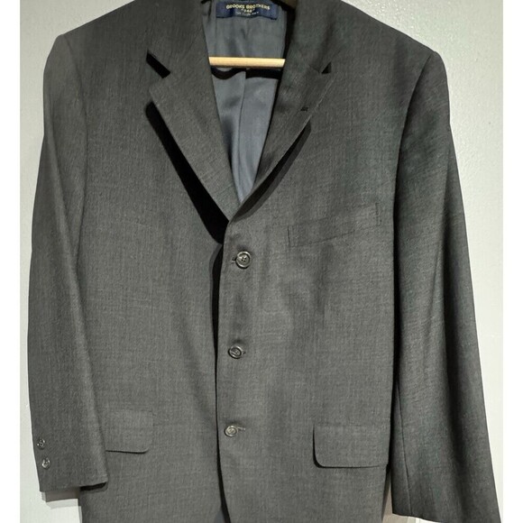 Vintage Brooks Brothers 346 Mens 40  GRAY USA Wool Blazer Sport Coat Suit Jacket - Picture 3 of 12